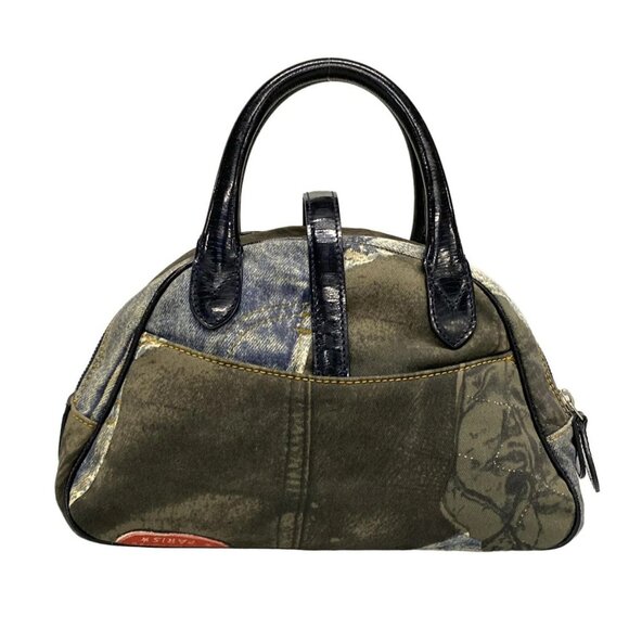 Auth DIOR/ChristianDior Double Saddle Bag Blue Dark Navy Multi Canvas Handbag - Picture 2 of 16